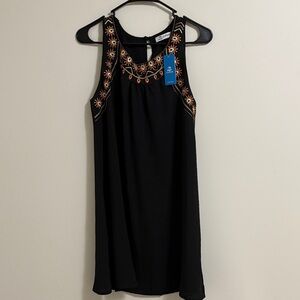 Cupshe Black Dress with Orange Embroidery